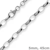 5mm Erbskette Silberkette Collier Halskette aus 925 Silber rhodiniert 45cm