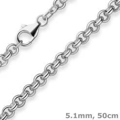 5,1mm Erbskette Silberkette Collier Halskette aus 925 Silber rhodiniert 50cm