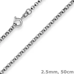 2,5mm Erbskette Silberkette Collier Halskette aus 925 Silber rhodiniert 50cm