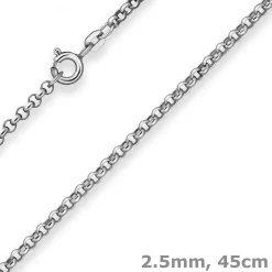 2,5mm Erbskette Silberkette Collier Halskette aus 925 Silber rhodiniert 45cm