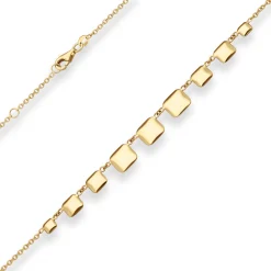 1,7mm Fantasiekette Armband 9 gewölbte Quadrate im Verlauf 375 Gelbgold 19cm