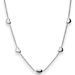 1,6mm Fantasiekette Collier Herzen Halskette aus 925 Silber rhodiniert 45cm
