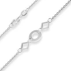 1,2mm Fantasiekette Collier Kreise und Rauten Halskette aus 925 Silber 60cm