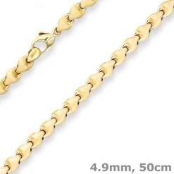 4,9mm Fantasiekette Goldkette Collier Halskette aus 750 Gold Gelbgold 50cm