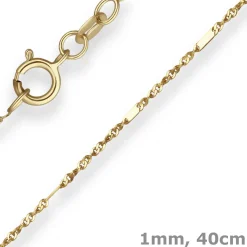 1mm Fantasiekette Goldkette Collier Halskette aus 585 Gold Gelbgold 40cm