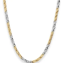 3,7mm Fantasiekette Goldkette Collier Halskette aus 585 Gold gelb/weiß 50cm