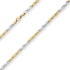 3,7mm Fantasiekette Goldkette Collier Halskette aus 375 Gold gelb/weiß 45cm