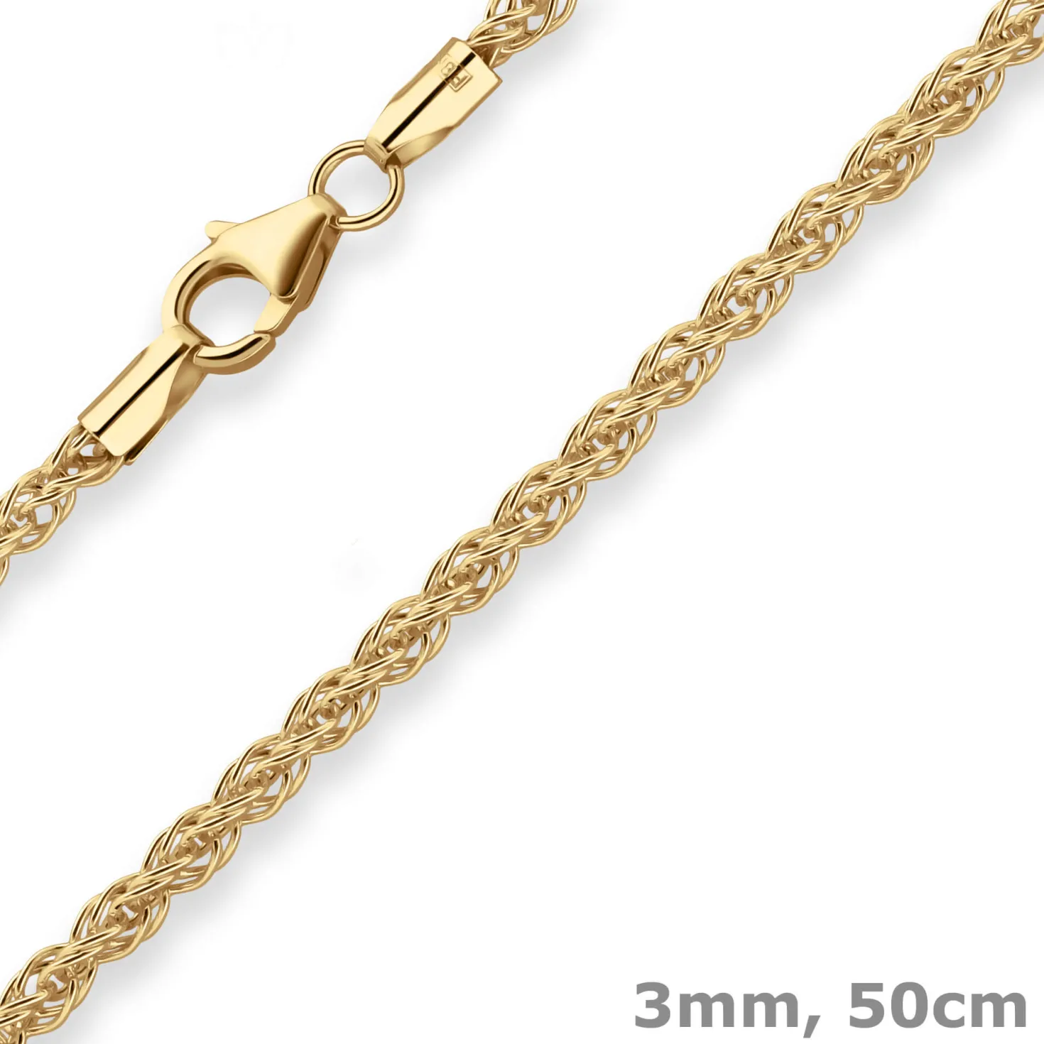 3mm Fantasiekette Goldkette Collier Halskette aus 375 Gold Gelbgold 50cm