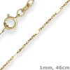 1mm Fantasiekette Goldkette Collier Halskette aus 585 Gold Gelbgold 46cm