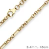 3,4mm Fantasiekette Goldkette Collier Halskette aus 375 Gold Gelbgold 45cm