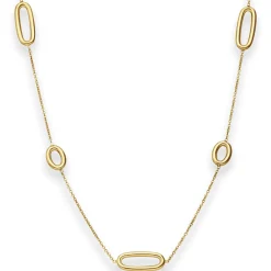 1,3mm Fantasiekette Goldkette Collier Ovale Halskette aus 585 Gold Gelbgold 45cm