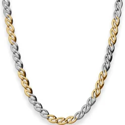 6,2mm Fantasiekette Kette Collier aus 585 Gold gelb/weiß matt-glänzend 45cm