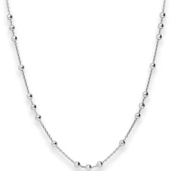 1,1mm Fantasiekette Kette Collier Kugel Halskette aus 925 Silber rhodiniert 45cm