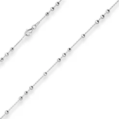 1,1mm Fantasiekette Kette Collier Kugel Halskette aus 925 Silber rhodiniert 45cm