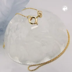 0,6mm feine Kette Phantasiekette Halsschmuck, 585 Gold Gelbgold, 42cm, Damen