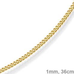 1mm feine Panzerkette 585 Gold Gelbgold, Kette Collier Halskette, 36cm