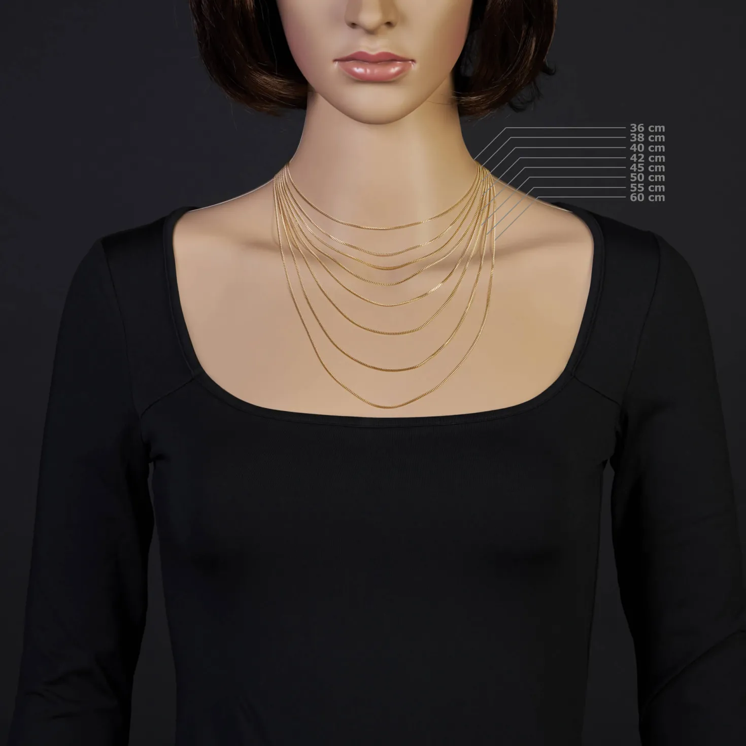 1mm feine Panzerkette 585 Gold Gelbgold, Kette Collier Halskette, 36cm