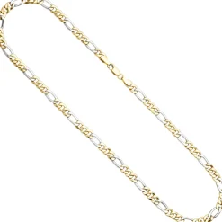 5,7mm Figarokette Collier Kette 333 Gold Gelbgold Weißgold, 45cm