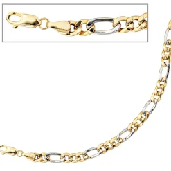 5,7mm Figarokette Collier Kette 333 Gold Gelbgold Weißgold, 45cm