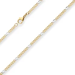 2,8mm Figarokette diamantiert Collier Halskette aus 750 Gold gelb/weiß 50cm