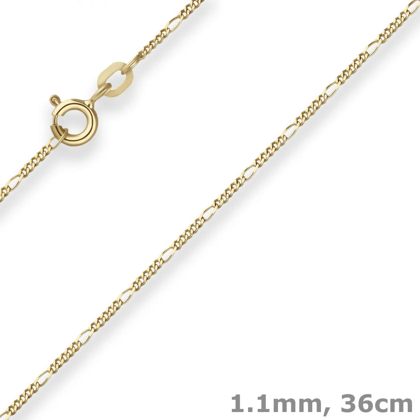 1,1mm Figarokette diamantiert Collier Halskette aus 585 Gold Gelbgold 36cm