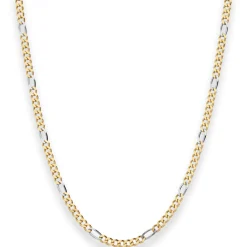 2,8mm Figarokette diamantiert Collier Halskette aus 750 Gold gelb/weiß 42cm