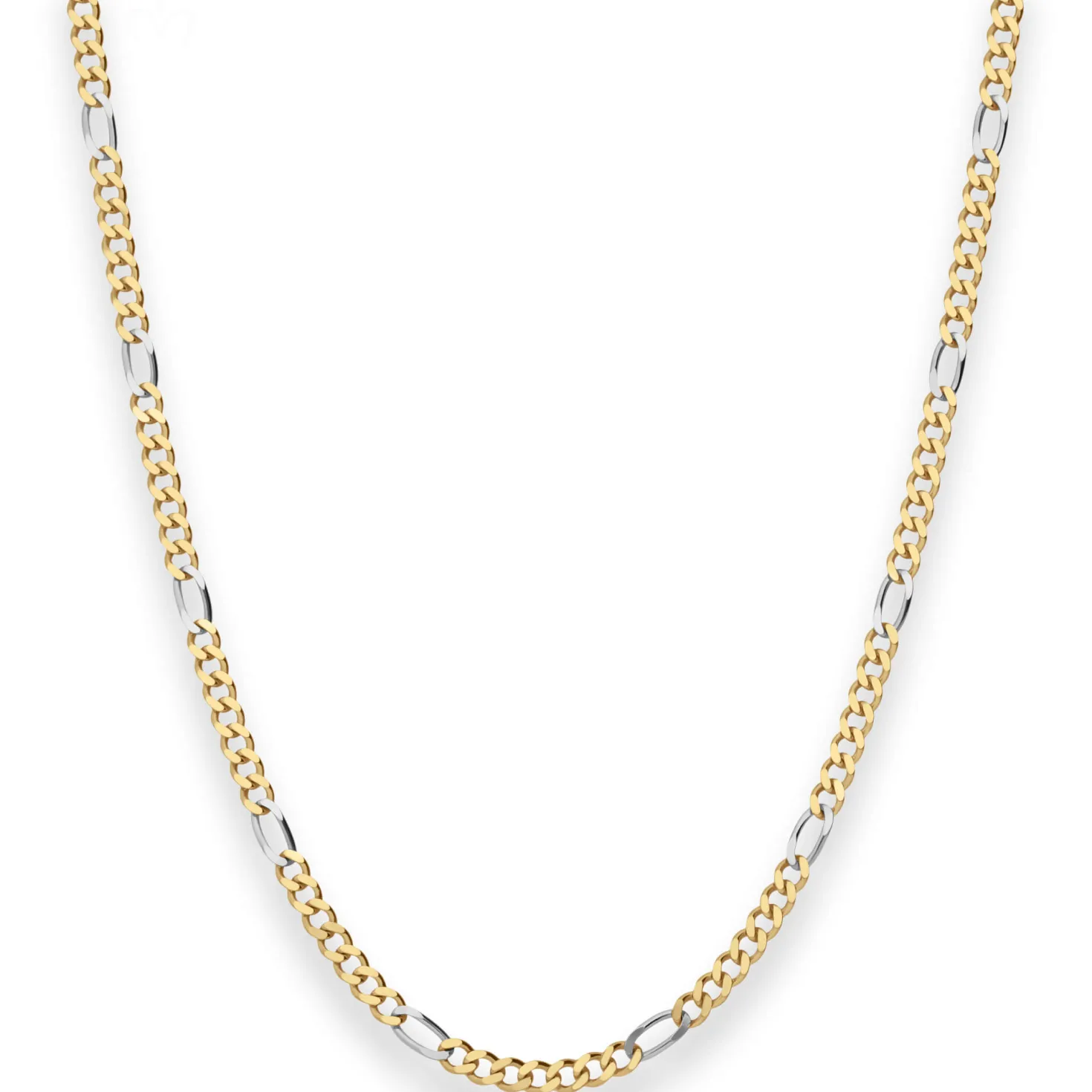 2,8mm Figarokette diamantiert Collier Halskette aus 750 Gold gelb/weiß 42cm