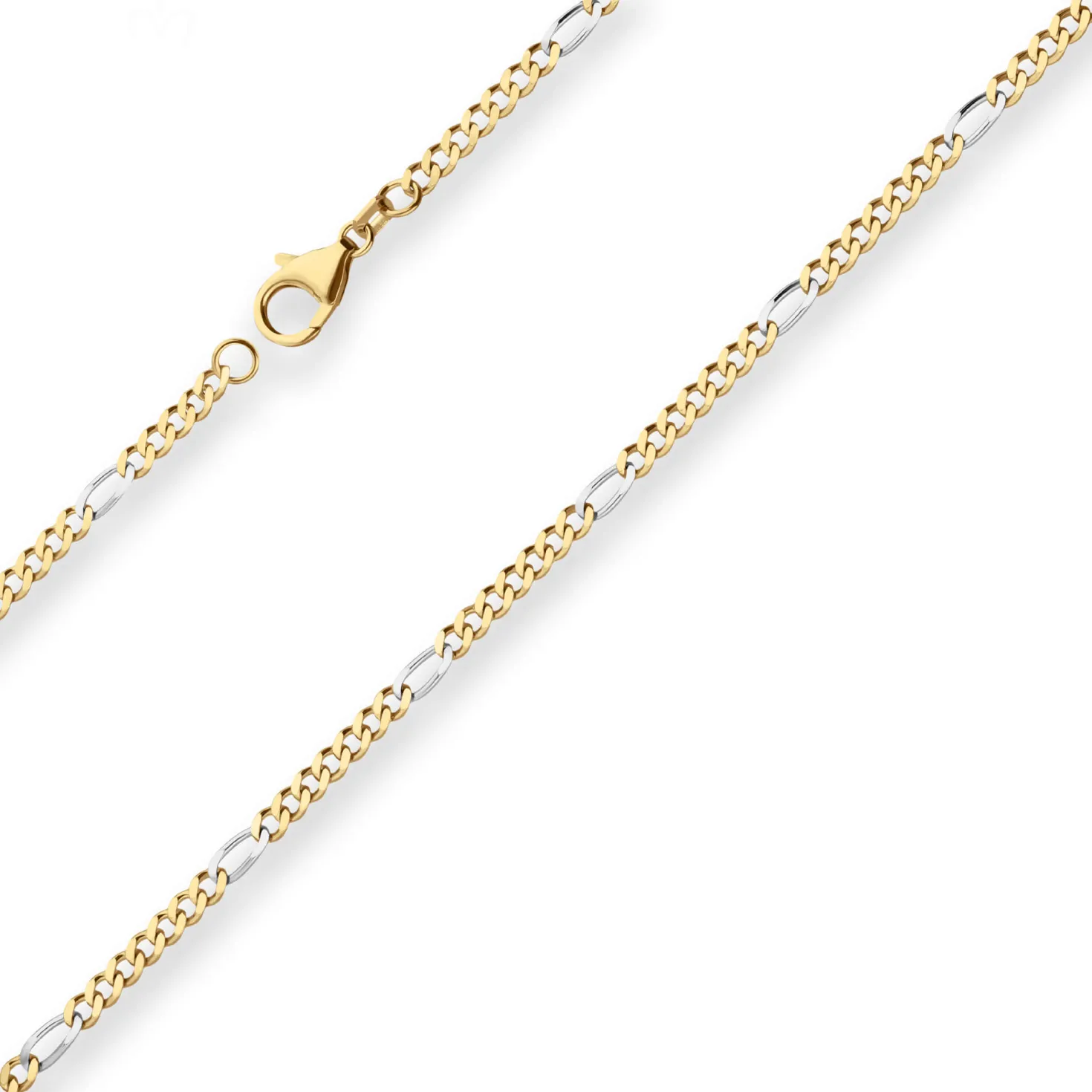 2,8mm Figarokette diamantiert Collier Halskette aus 750 Gold gelb/weiß 42cm