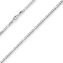 3,4mm Figarokette diamantiert Collier Halskette aus 925 Silber rhodiniert 55cm