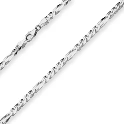 5,7mm Figarokette diamantiert Collier Halskette aus 925 Silber rhodiniert 60cm
