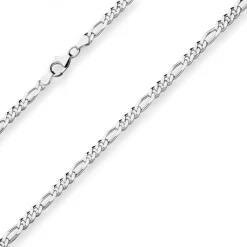 4,6mm Figarokette diamantiert Collier Halskette aus 925 Silber rhodiniert 60cm