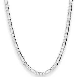 4,9mm Figarokette diamantiert Collier Halskette aus 925 Silber rhodiniert 45cm