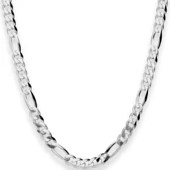 5,7mm Figarokette diamantiert Collier Halskette aus 925 Silber rhodiniert 55cm