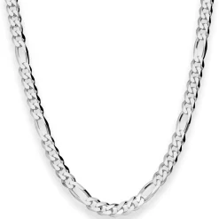 6mm Figarokette diamantiert Collier Halskette aus 925 Silber rhodiniert 55cm
