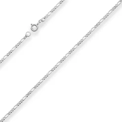 2,2mm Figarokette diamantiert Collier Halskette aus 925 Silber rhodiniert 50cm