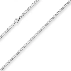 3,4mm Figarokette diamantiert Collier Halskette aus 925 Silber rhodiniert 55cm