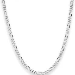 3,4mm Figarokette diamantiert Collier Halskette aus 925 Silber rhodiniert 55cm