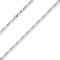 2,8mm Figarokette diamantiert Collier Halskette aus 925 Silber rhodiniert 45cm