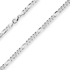5,7mm Figarokette diamantiert Collier Halskette aus 925 Silber rhodiniert 50cm