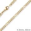 4,3mm Figarokette diamantiert Kette Collier Halskette aus 333 Gold Gelbgold 60cm