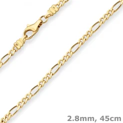 2,8mm Figarokette diamantiert Kette Collier Halskette aus 750 Gold Gelbgold 45cm
