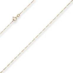 1,1mm Figarokette diamantiert Kette Collier Halskette aus 375 Gold Gelbgold 38cm