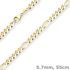 5,7mm Figarokette diamantiert Kette Collier Halskette aus 333 Gold Gelbgold 55cm