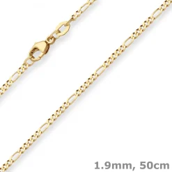 1,9mm Figarokette diamantiert Kette Collier Halskette aus 585 Gold Gelbgold 50cm