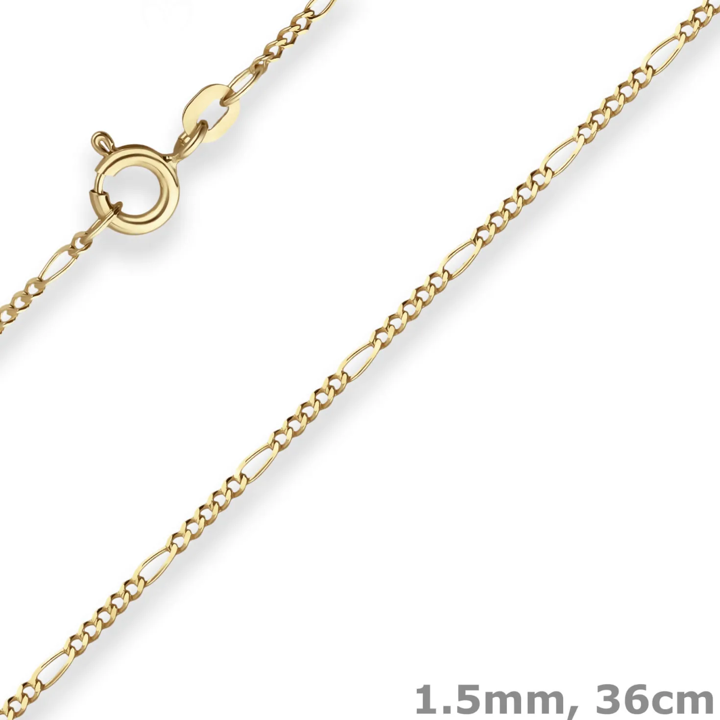 1,5mm Figarokette diamantiert Kette Collier Halskette aus 333 Gold Gelbgold 36cm