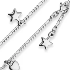 2,2mm Figarokette diamantiert Kette Fusskette Fussschmuck aus 925 Silber 25cm