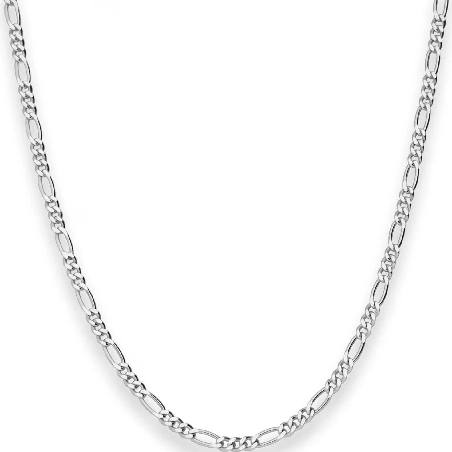 2,8mm Figarokette diamantiert Silberkette Collier Halskette aus 925 Silber 50cm