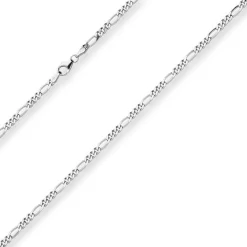 2,8mm Figarokette diamantiert Silberkette Collier Halskette aus 925 Silber 50cm