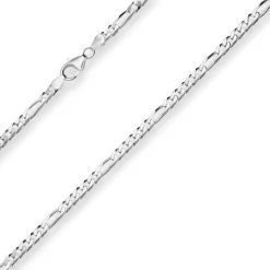4,3mm Figarokette diamantiert Silberkette Collier Halskette aus 925 Silber 50cm