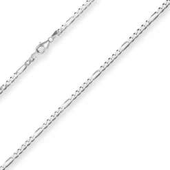 3,4mm Figarokette diamantiert Silberkette Collier Halskette aus 925 Silber 55cm